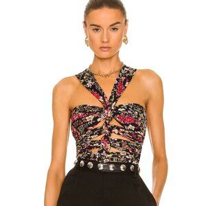 Like new Etro Vector Top in Nero floral cut out tank top crop wrap red black